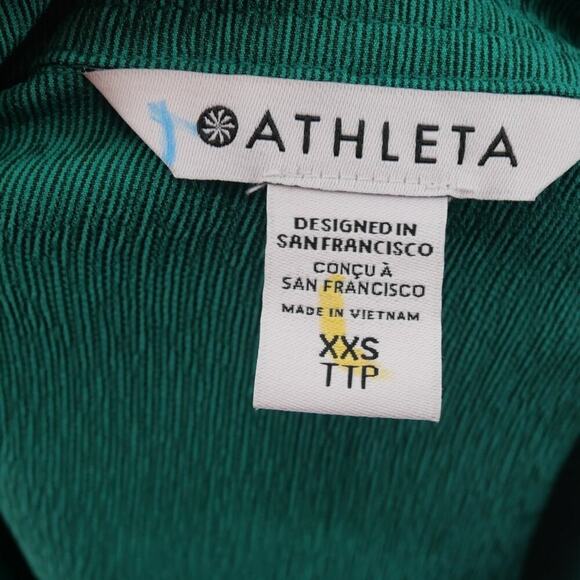 NEW Athleta Green Echo Women's XXS Crop Button Up Short Sleeve Shirt - Picture 2 of 7